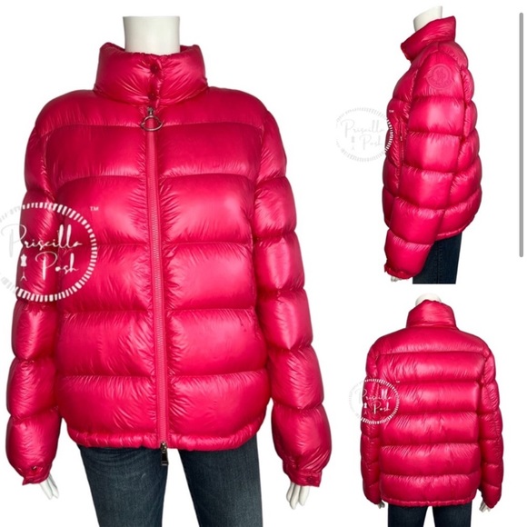 Moncler Hot Pink Quilted Down Puffer Jacket Puffer Coat Neon Pink Goose Down - Picture 3 of 15